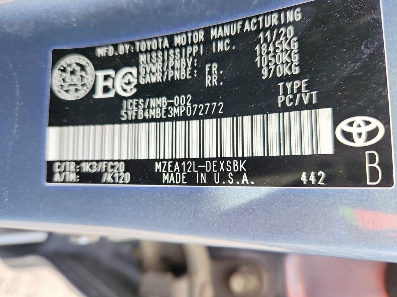 Продажа на аукционе авто 2021 Toyota Corolla, vin: 5YFB4MBE3MP072772, номер лота: 69617416