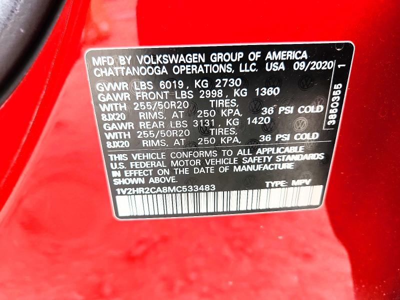 Aukcja sprzedaży 2021 Volkswagen Atlas, vin: 1V2HR2CA8MC533483, numer aukcji: 69798356