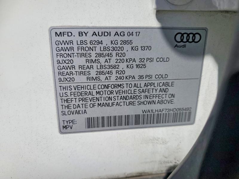 Продажа на аукционе авто 2017 Audi Q7, vin: WA1LHAF73HD055492, номер лота: 66820566