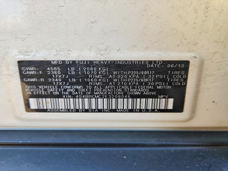 2014 Subaru Outback მანქანა იყიდება აუქციონზე, vin: 4S4BRCMC2E3208046, აუქციონის ნომერი: 68562786