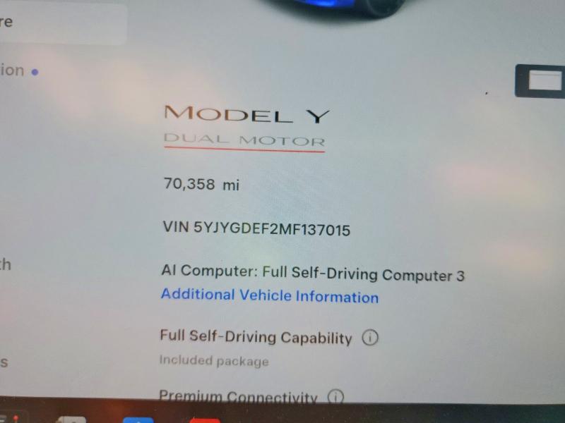 Продаж на аукціоні авто 2021 Tesla Model Y, vin: 5YJYGDEF2MF137015, номер лоту: 64760756