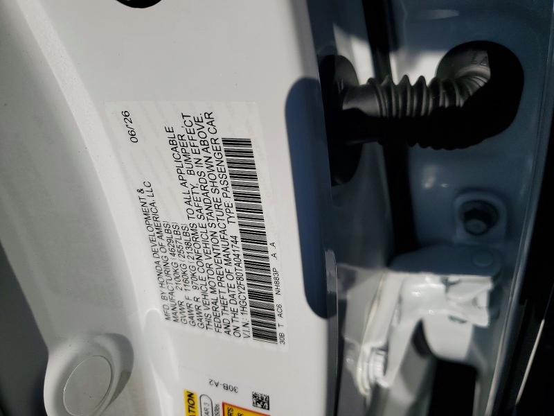 Aukcja sprzedaży 2026 Honda Accord, vin: 1HGCY2F80TA041744, numer aukcji: 67985086