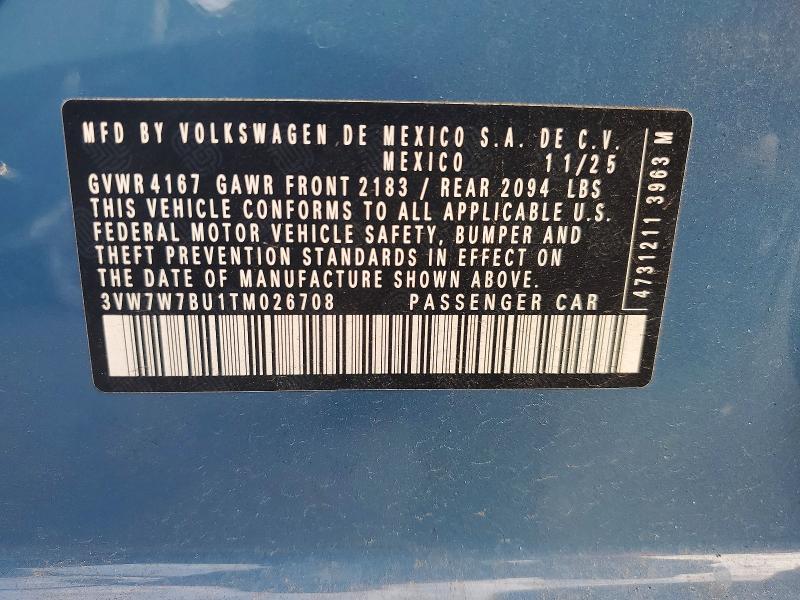 Aukcja sprzedaży 2026 Volkswagen Jetta, vin: 3VW7W7BU1TM026708, numer aukcji: 68618896