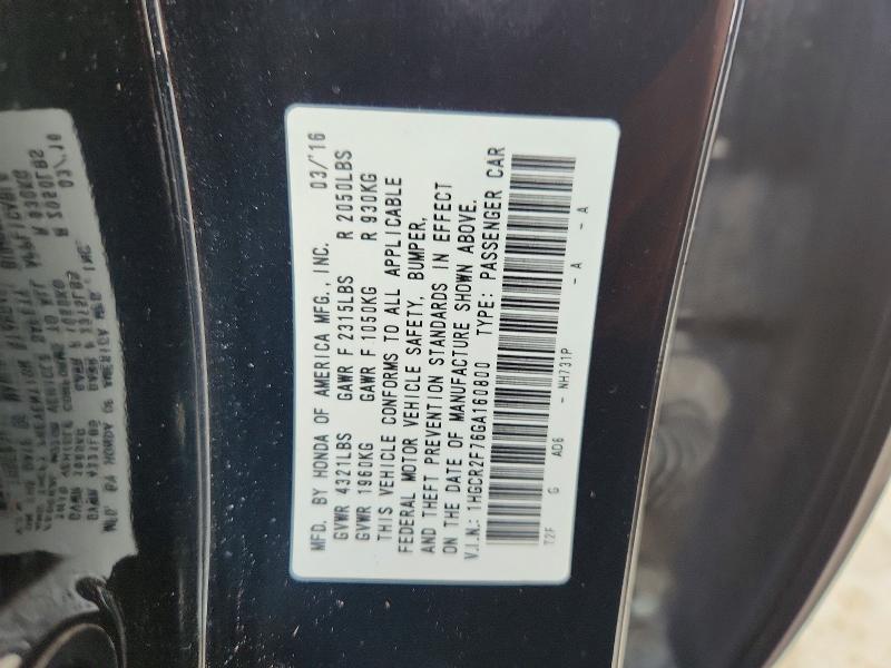 Aukcja sprzedaży 2016 Honda Accord, vin: 1HGCR2F76GA160800, numer aukcji: 69008246