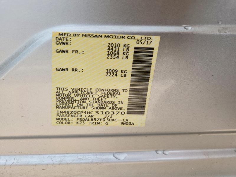 Продажа на аукционе авто 2017 Nissan Leaf, vin: 1N4BZ0CP4HC310370, номер лота: 70722466