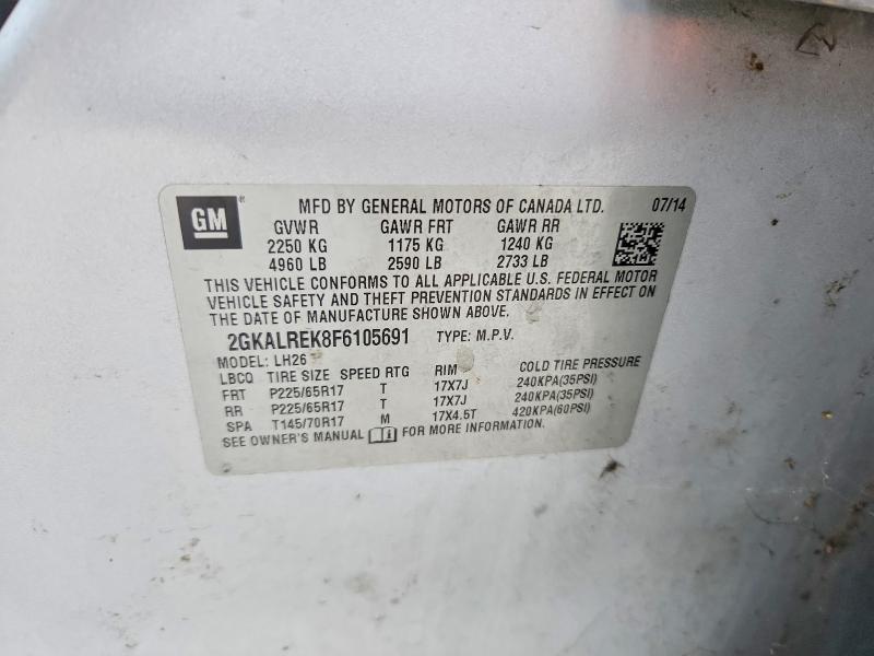 Aukcja sprzedaży 2015 Gmc Terrain, vin: 2GKALREK8F6105691, numer aukcji: 68351386