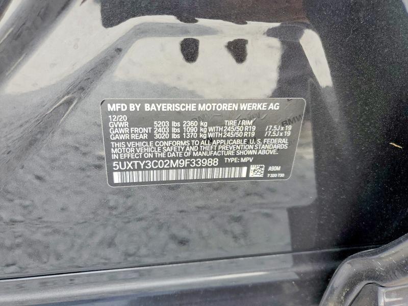 Aukcja sprzedaży 2021 Bmw X3, vin: 5UXTY3C02M9F33988, numer aukcji: 69000996