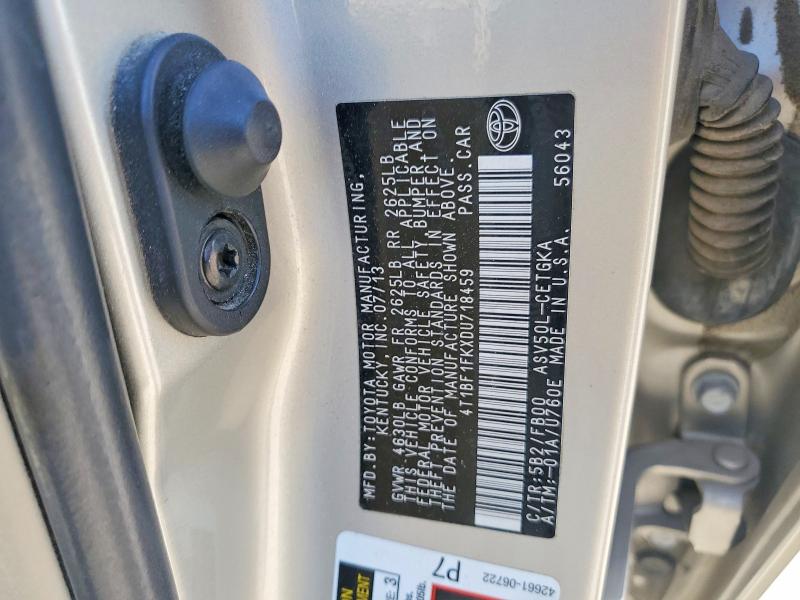 69510916 :رقم المزاد ، 4T1BF1FKXDU718459 vin ، 2013 Toyota Camry مزاد بيع