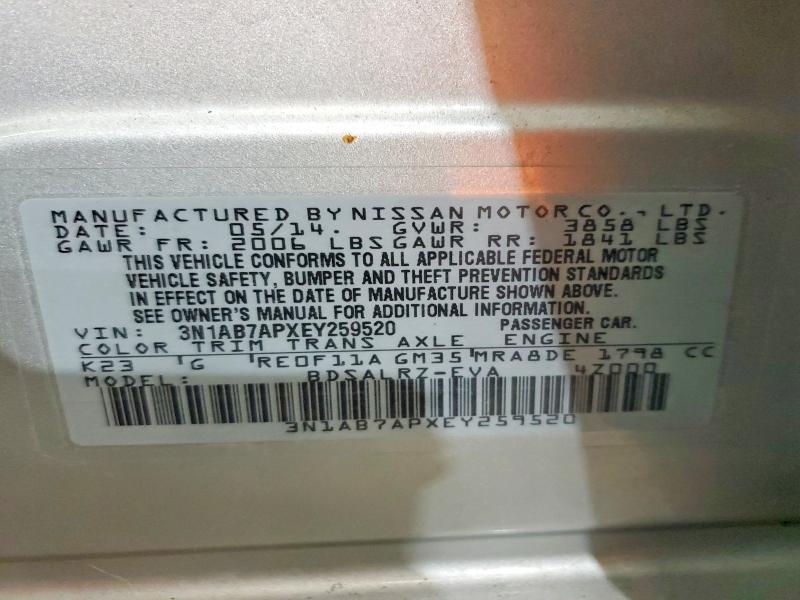 Aukcja sprzedaży 2014 Nissan Sentra, vin: 3N1AB7APXEY259520, numer aukcji: 68613406