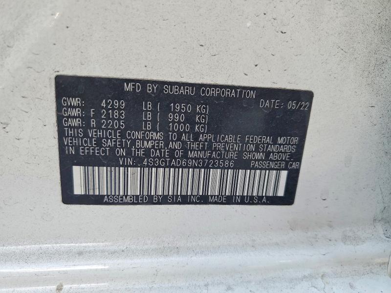 Продажа на аукционе авто 2022 Subaru Impreza, vin: 4S3GTAD69N3723586, номер лота: 70179626