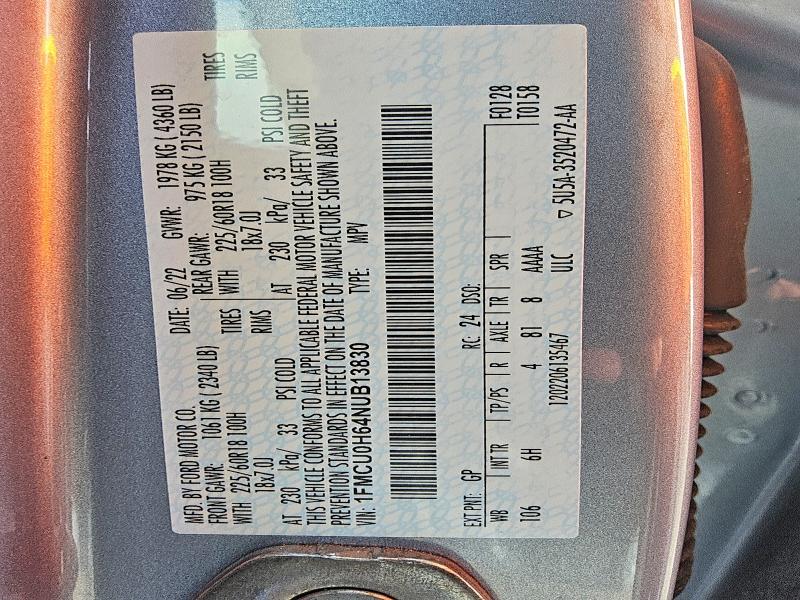 Продажа на аукционе авто 2022 Ford Escape, vin: 1FMCU0H64NUB13830, номер лота: 70284086