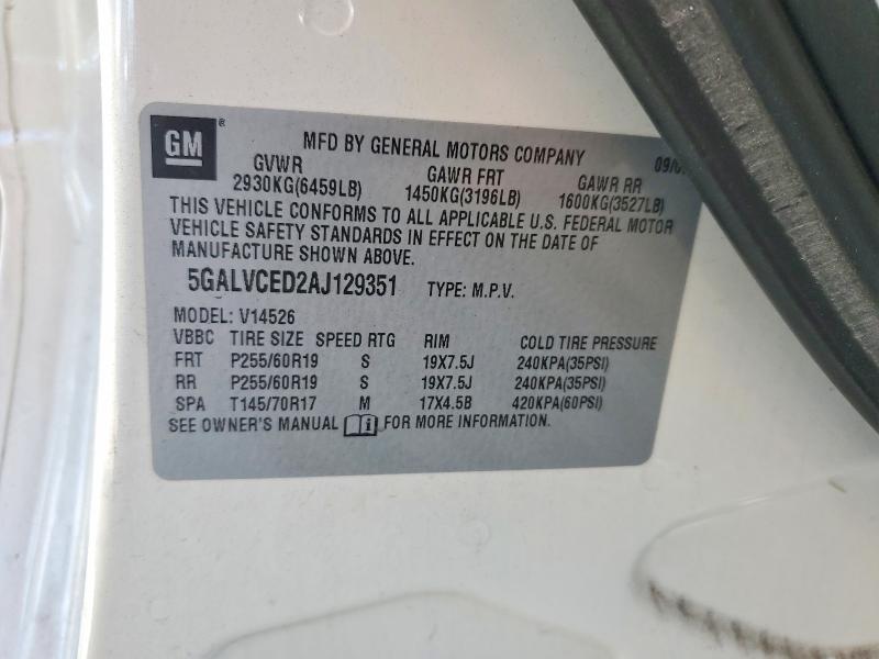 Продаж на аукціоні авто 2010 Buick Enclave, vin: 5GALVCED2AJ129351, номер лоту: 70880316