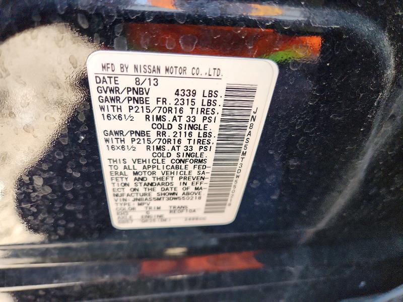 70181306 :رقم المزاد ، JN8AS5MT3DW550218 vin ، 2013 Nissan Rogue مزاد بيع