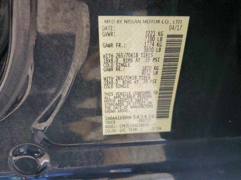 Продаж на аукціоні авто 2017 Nissan Titan, vin: 1N6AA1E69HN545436, номер лоту: 69310216