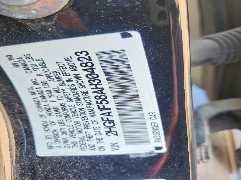 2010 Honda Civic მანქანა იყიდება აუქციონზე, vin: 2HGFA1F58AH304823, აუქციონის ნომერი: 68279056