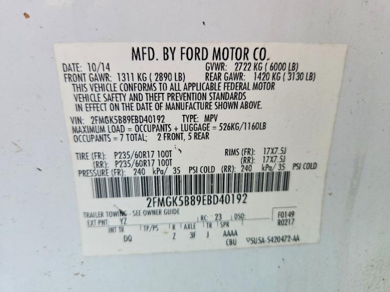 Aukcja sprzedaży 2014 Ford Flex, vin: 2FMGK5B89EBD40192, numer aukcji: 67624666