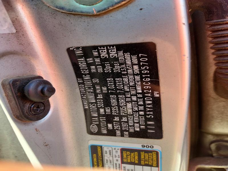 70992726 :رقم المزاد ، 5XYKWDA29CG195707 vin ، 2012 Kia Sorento مزاد بيع