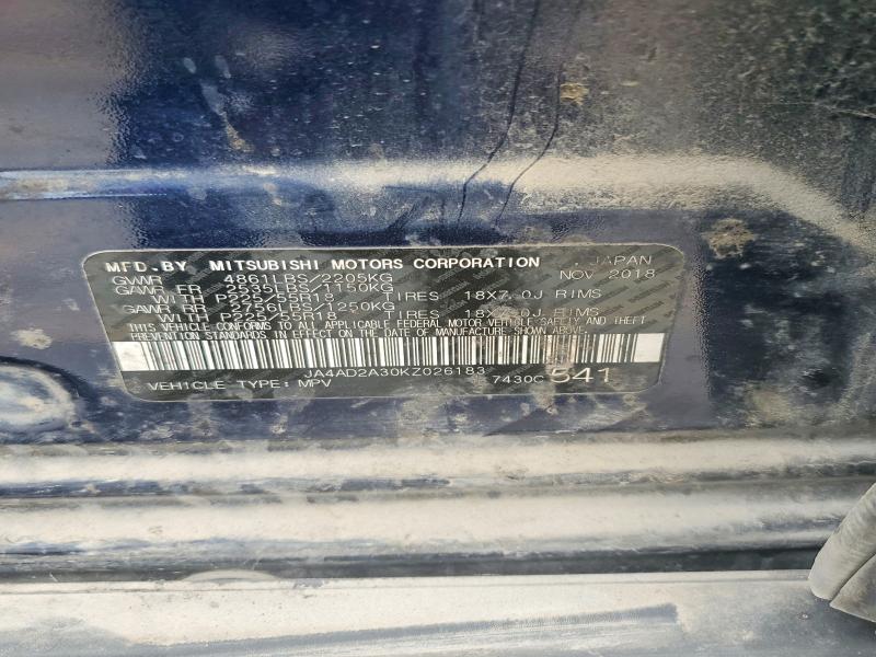 68003946 :رقم المزاد ، JA4AD2A30KZ026183 vin ، 2019 Mitsubishi Outlander مزاد بيع