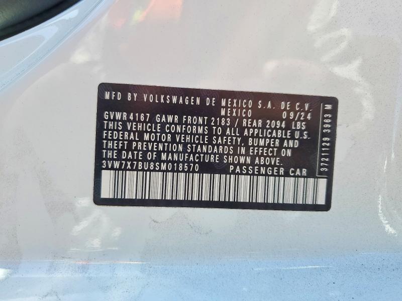67841076 :رقم المزاد ، 3VW7X7BU8SM018570 vin ، 2025 Volkswagen Jetta مزاد بيع