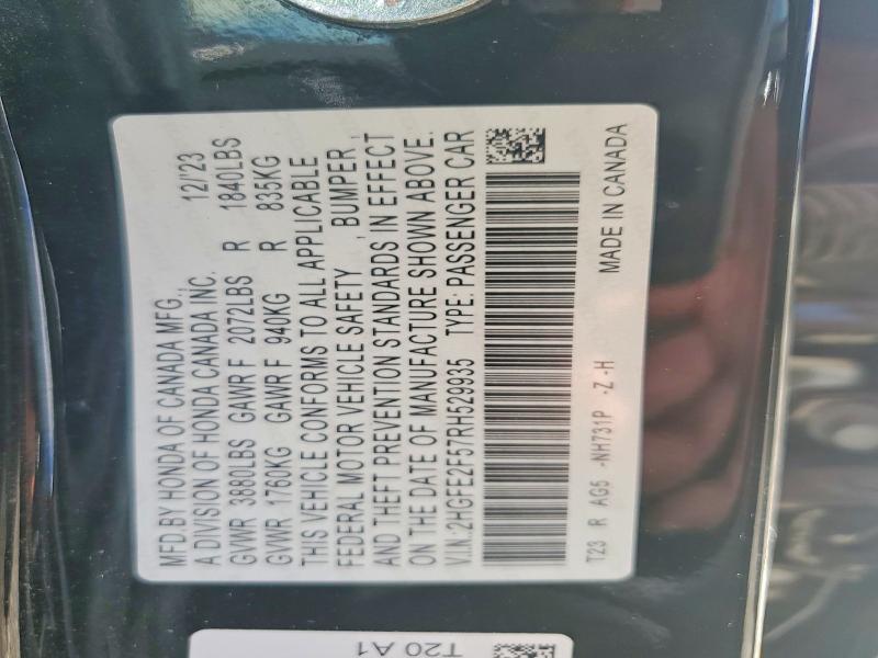 Продаж на аукціоні авто 2024 Honda Civic, vin: 2HGFE2F57RH529935, номер лоту: 70076616