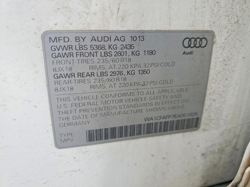67257376 :رقم المزاد ، WA1CFAFP7EA051626 vin ، 2014 Audi Q5 مزاد بيع