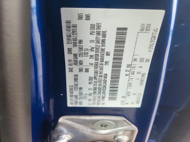 70186216 :رقم المزاد ، 1FMCU9HD2KUA91454 vin ، 2019 Ford Escape مزاد بيع