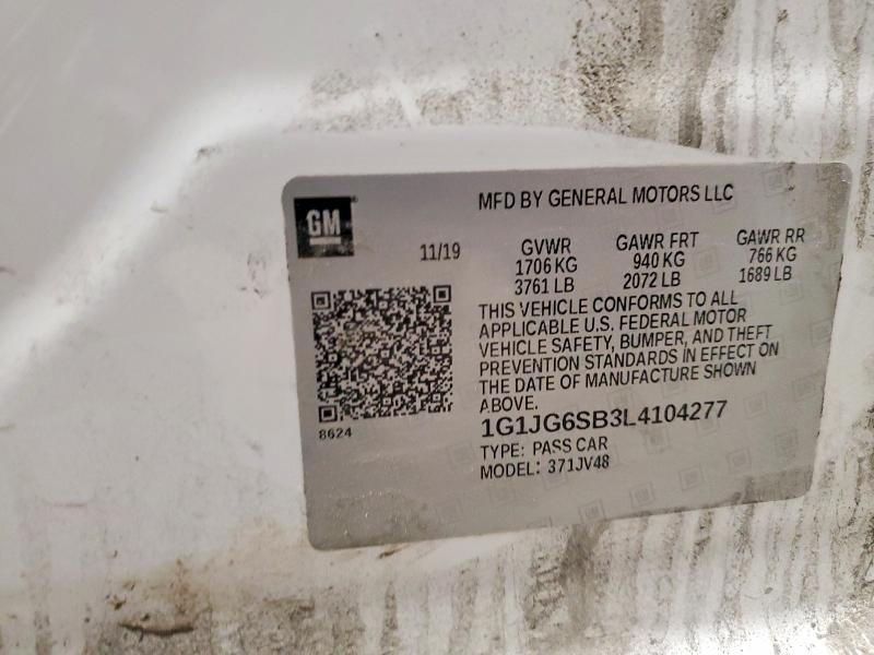 69535516 :رقم المزاد ، 1G1JG6SB3L4104277 vin ، 2020 Chevrolet Sonic مزاد بيع