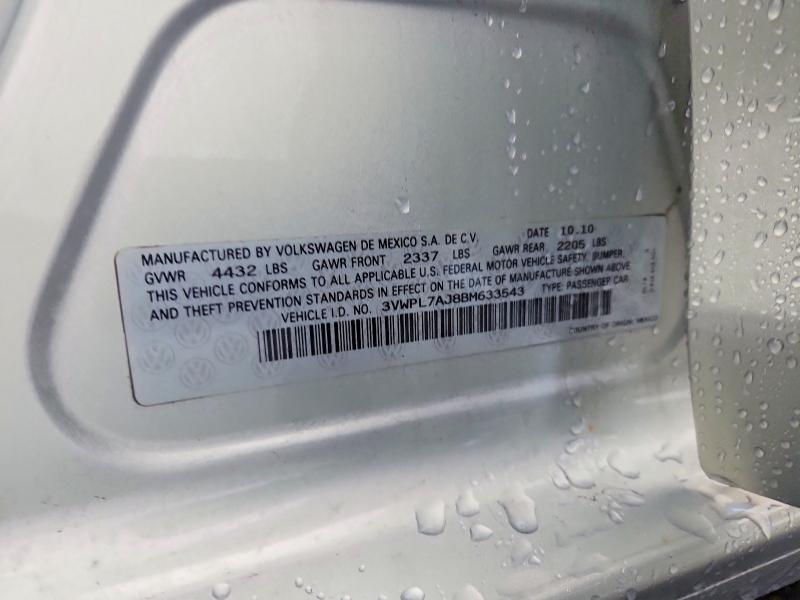 70101526 :رقم المزاد ، 3VWPL7AJ8BM633543 vin ، 2011 Volkswagen Jetta مزاد بيع