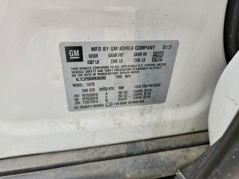Продаж на аукціоні авто 2021 Chevrolet Trax, vin: KL7CJPSB5MB360082, номер лоту: 67720466