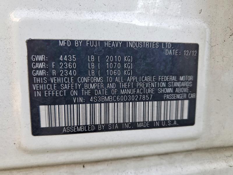 67939946 :رقم المزاد ، 4S3BMBC60D3027857 vin ، 2013 Subaru Legacy مزاد بيع