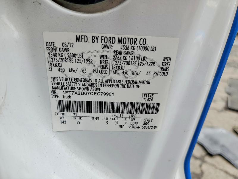 70109366 :رقم المزاد ، 1FT7X2B67CEC79901 vin ، 2012 Ford F250 مزاد بيع