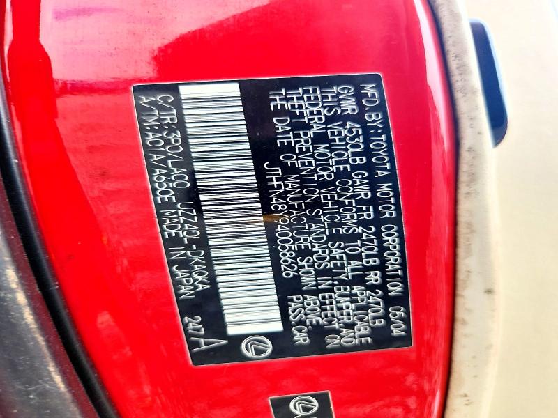 Продажа на аукционе авто 2004 Lexus Sc, vin: JTHFN48Y940058626, номер лота: 69702256