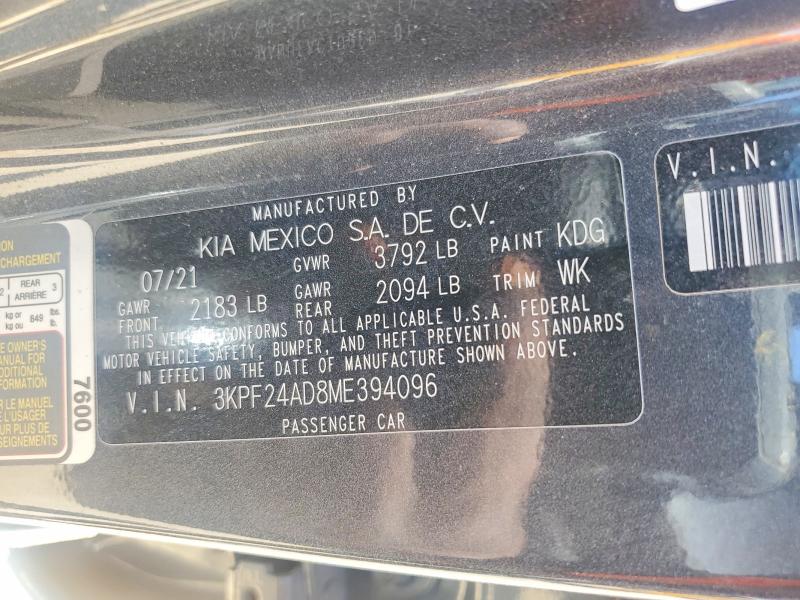 Aukcja sprzedaży 2021 Kia Forte, vin: 3KPF24AD8ME394096, numer aukcji: 67398746
