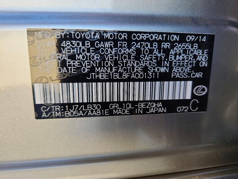 Aukcja sprzedaży 2015 Lexus Gs, vin: JTHBE1BL8FA001311, numer aukcji: 69893856