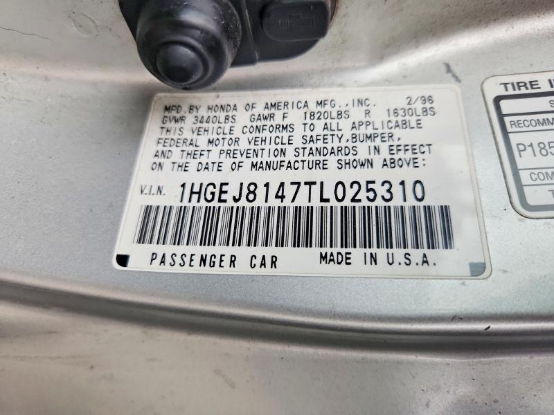 Aukcja sprzedaży 1996 Honda Civic, vin: 1HGEJ8147TL025310, numer aukcji: 69059646