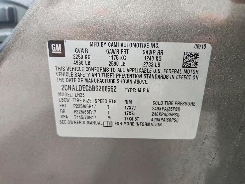 Aukcja sprzedaży 2011 Chevrolet Equinox, vin: 2CNALDEC5B6200562, numer aukcji: 70460366