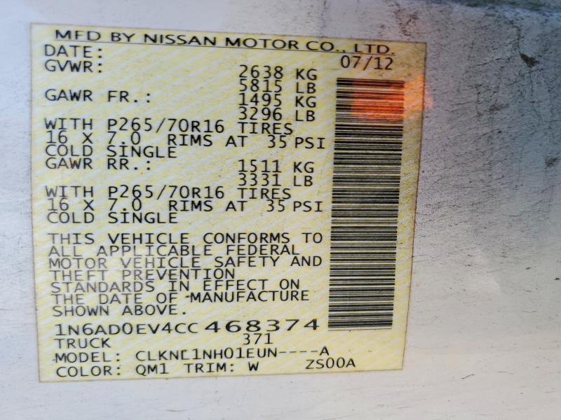 Продажа на аукционе авто 2012 Nissan Frontier, vin: 1N6AD0EV4CC468374, номер лота: 67372906