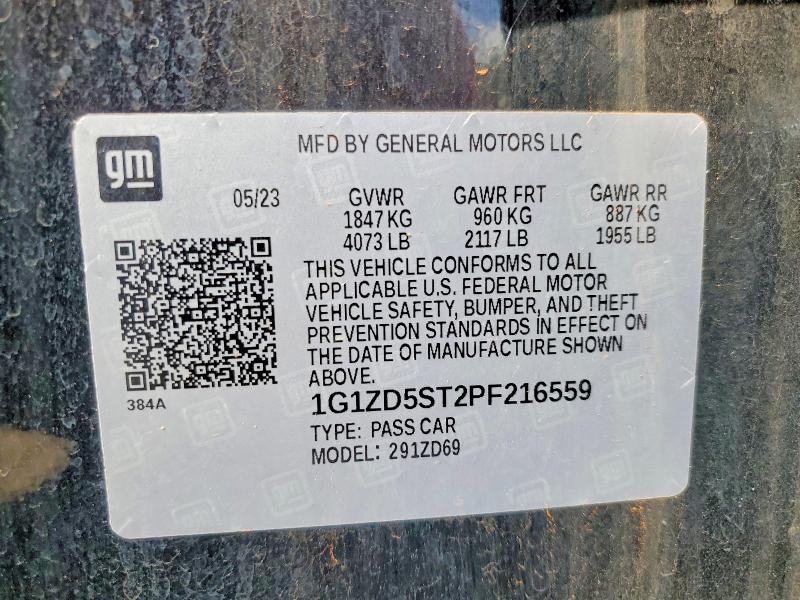 2023 Chevrolet Malibu მანქანა იყიდება აუქციონზე, vin: 1G1ZD5ST2PF216559, აუქციონის ნომერი: 70136716
