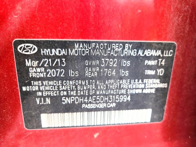 Продажа на аукционе авто 2013 Hyundai Elantra, vin: 5NPDH4AE5DH315994, номер лота: 71087886