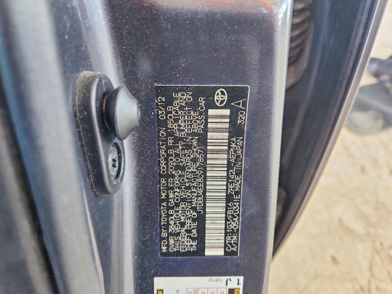 70749896 :رقم المزاد ، JTDBU4EE8C9178571 vin ، 2012 Toyota Corolla مزاد بيع