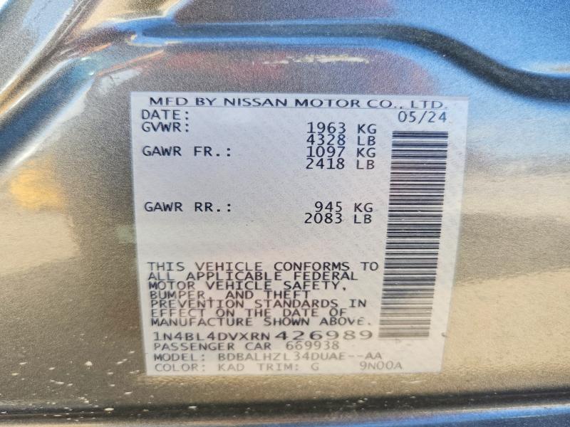 Aukcja sprzedaży 2024 Nissan Altima, vin: 1N4BL4DVXRN426989, numer aukcji: 68155606