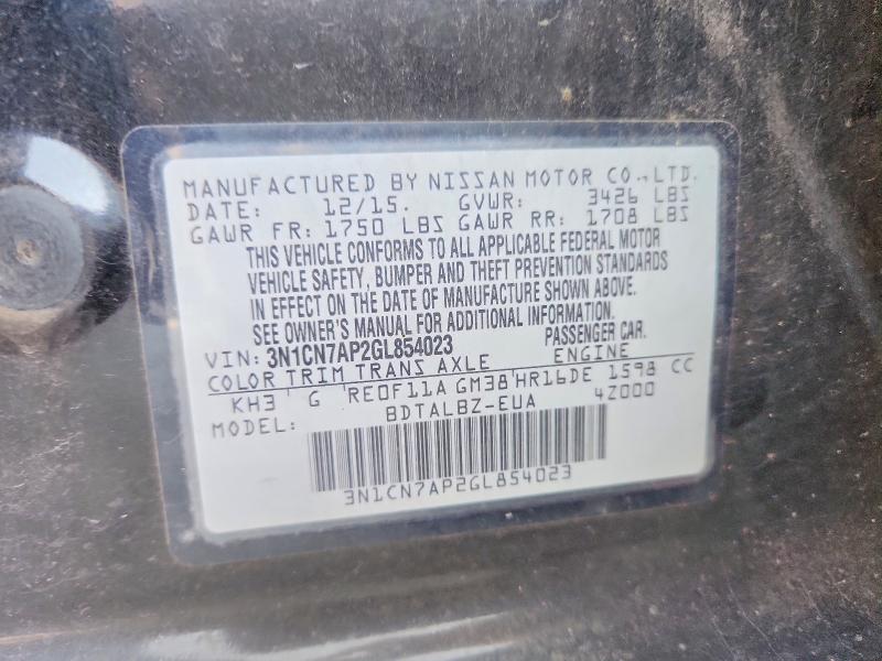 Aukcja sprzedaży 2016 Nissan Versa, vin: 3N1CN7AP2GL854023, numer aukcji: 67852446