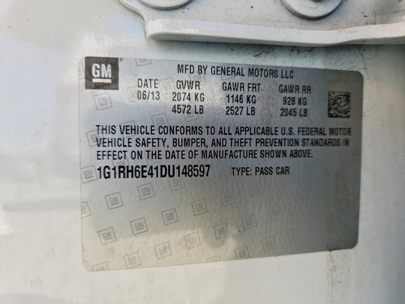 71295246 :رقم المزاد ، 1G1RH6E41DU148597 vin ، 2013 Chevrolet Volt مزاد بيع