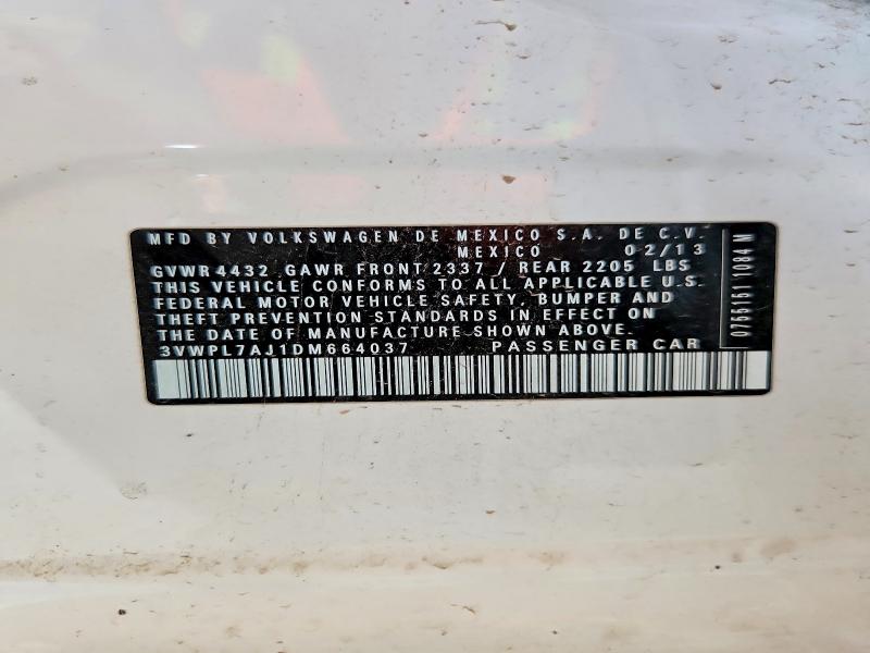 Aukcja sprzedaży 2013 Volkswagen Jetta, vin: 3VWPL7AJ1DM664037, numer aukcji: 68824526