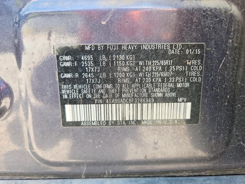 Aukcja sprzedaży 2015 Subaru Outback, vin: 4S4BSADC8F3286969, numer aukcji: 69045526