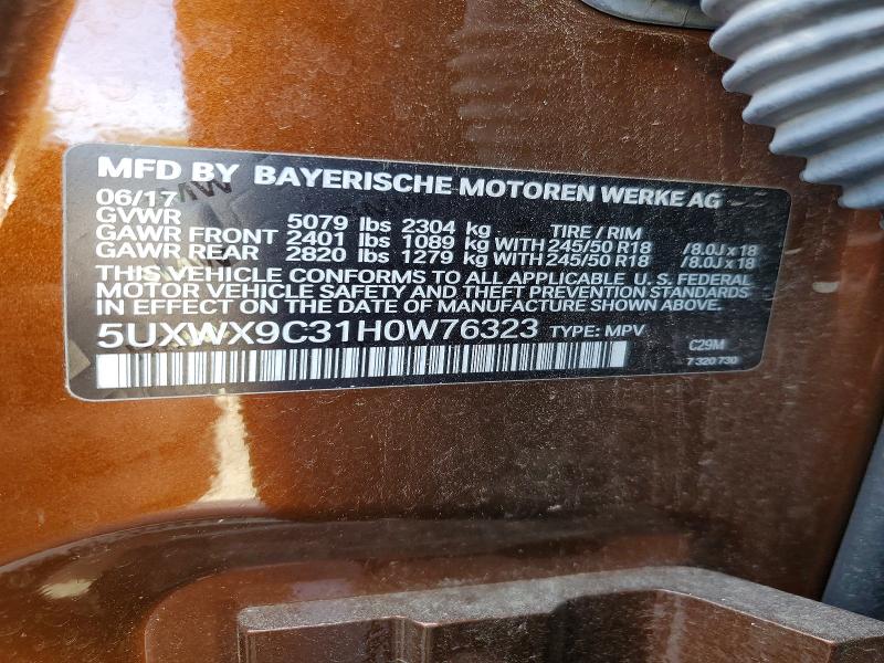 Aukcja sprzedaży 2017 Bmw X3, vin: 5UXWX9C31H0W76323, numer aukcji: 68407976