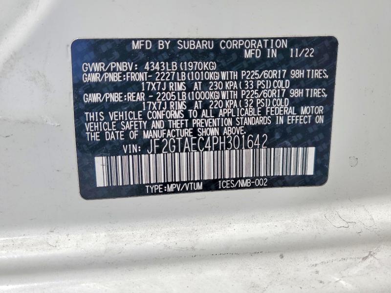 68793576 :رقم المزاد ، JF2GTAEC4PH301642 vin ، 2023 Subaru Crosstrek مزاد بيع