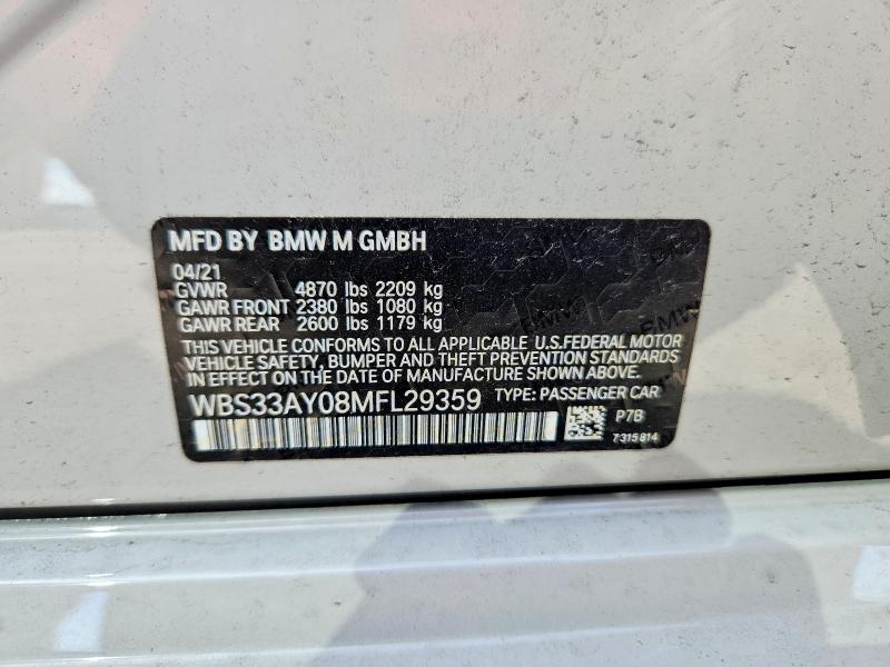 Продажа на аукционе авто 2021 Bmw M3, vin: WBS33AY08MFL29359, номер лота: 68840716