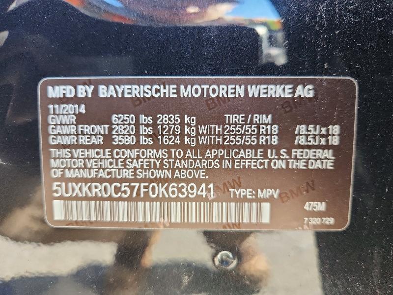 2015 Bmw X5 მანქანა იყიდება აუქციონზე, vin: 5UXKR0C57F0K63941, აუქციონის ნომერი: 67812776
