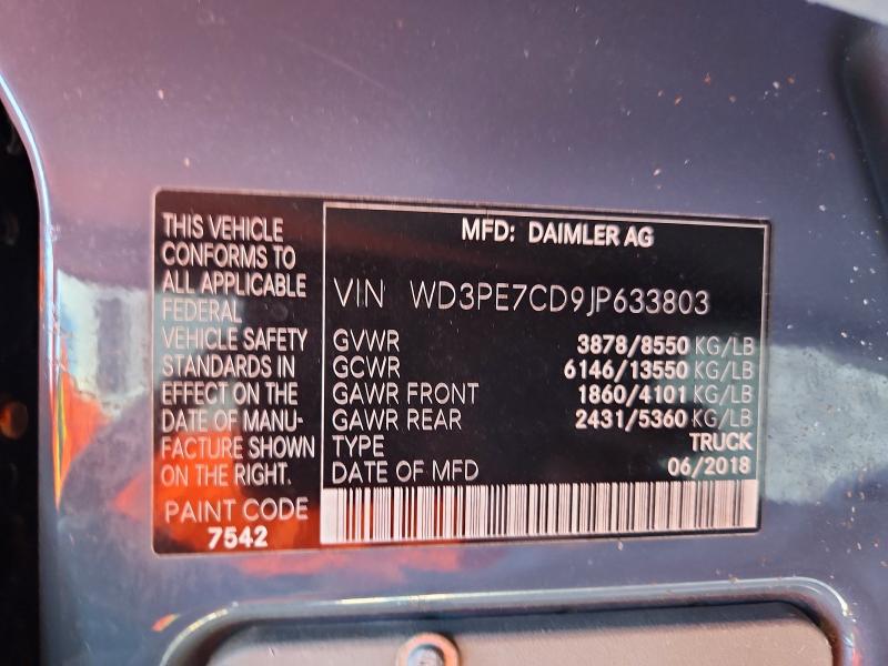 Aukcja sprzedaży 2018 Mercedes-benz Sprinter, vin: WD3PE7CD9JP633803, numer aukcji: 69413036
